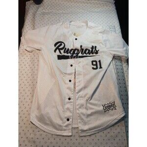 Vintage Rugrats White Mesh Button-Up Baseball Jersey Shirt Mens Large